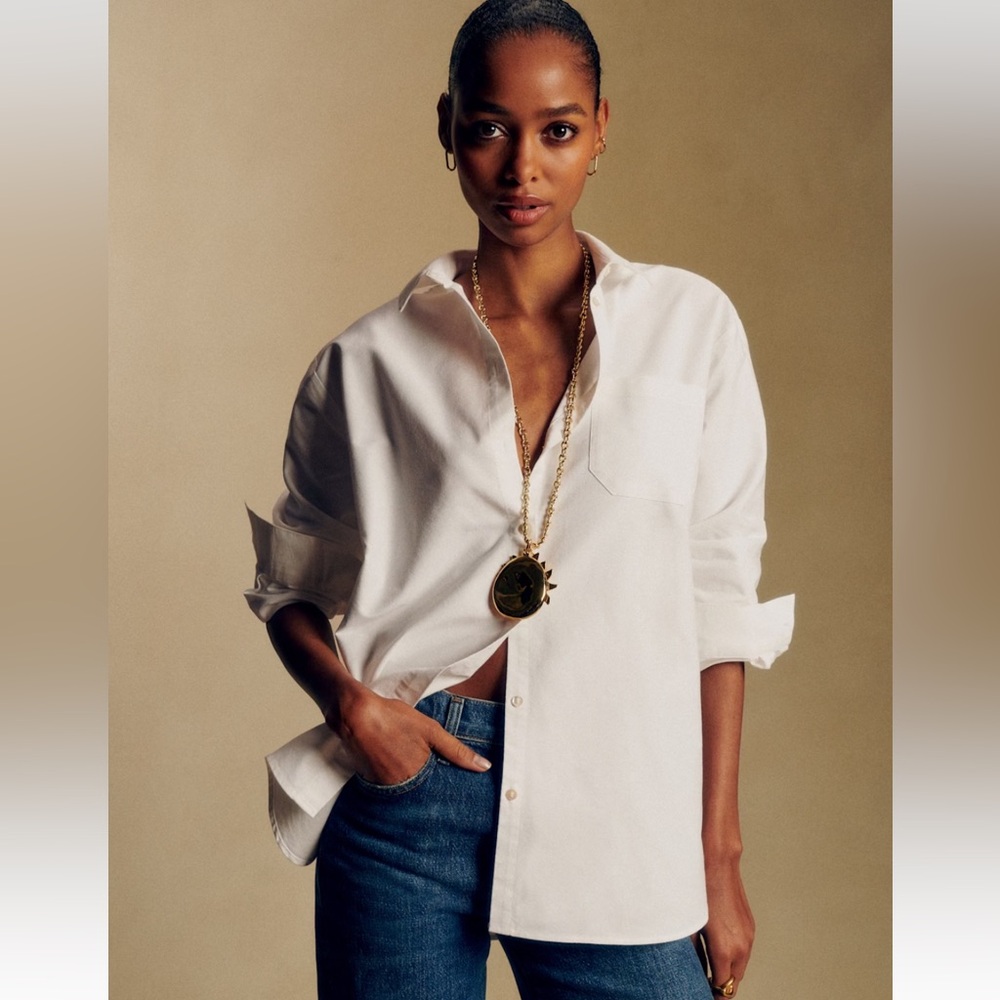 Sézane Max white button up shirt